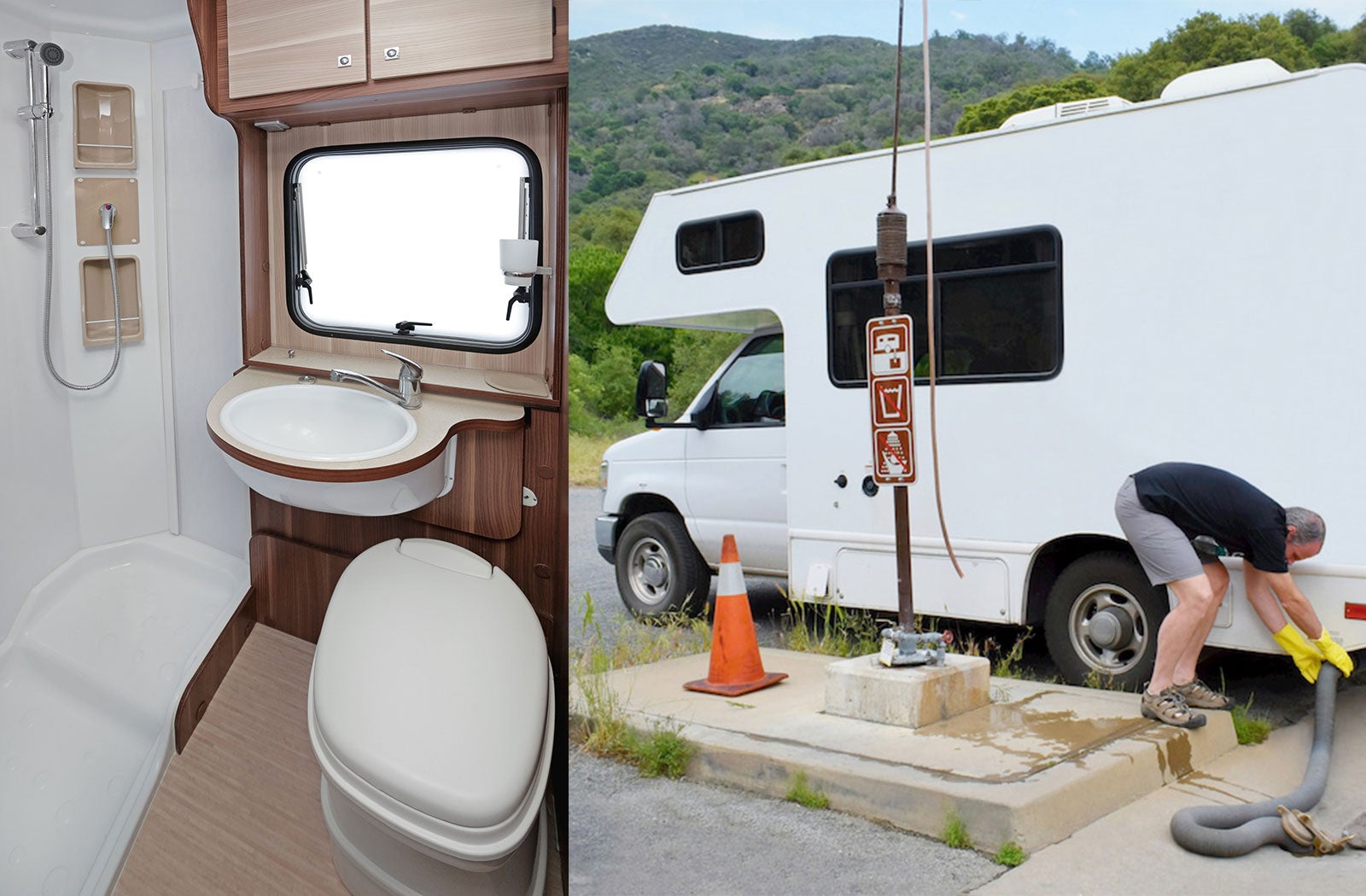 Portable RV/camper toilet and holding tank setup in Gallup, New Mexico